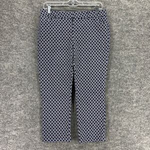Adrienne Vittadini Chino Pants Women 4 White Blue Printed High Rise Straight